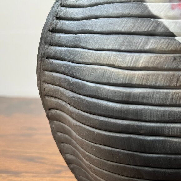 Ceramic Clay Vase Abstract Shape Handmade Black Gray Pink Author's Initials - Picture 8 of 15